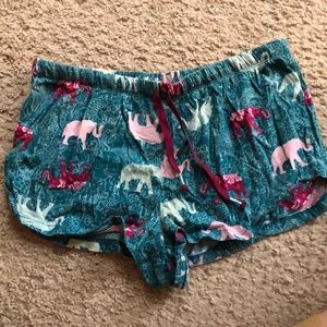 blue patterned pajama shorts